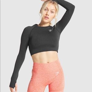 Gymshark Vital Seamless OG long sleeve crop top black marl XS